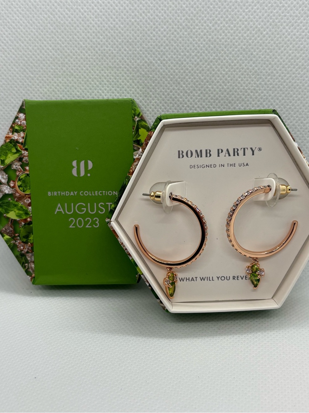 Aug Collection Peridot Hoop Earrings
